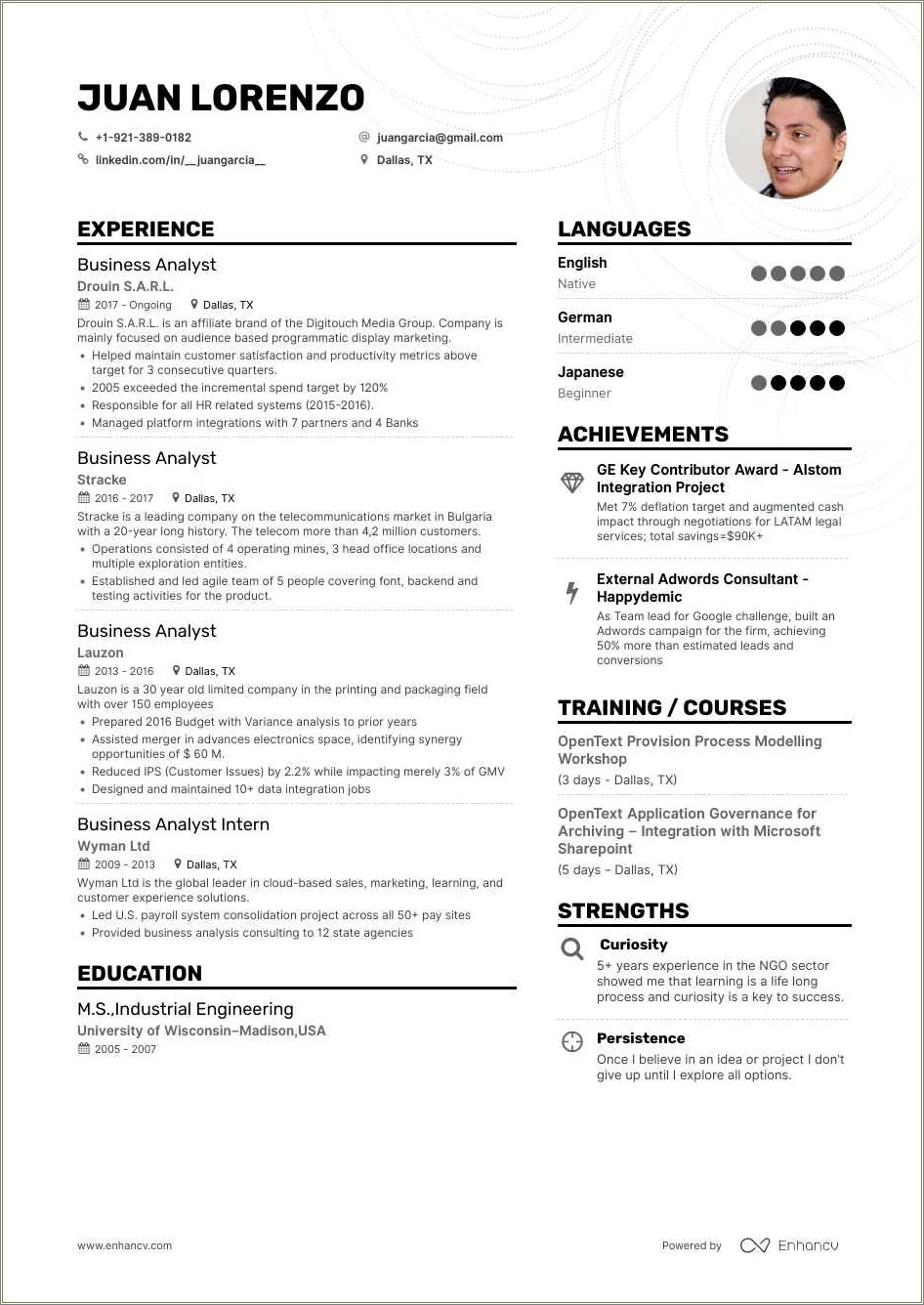 Sr Business Analyst Resume Samples For Apple