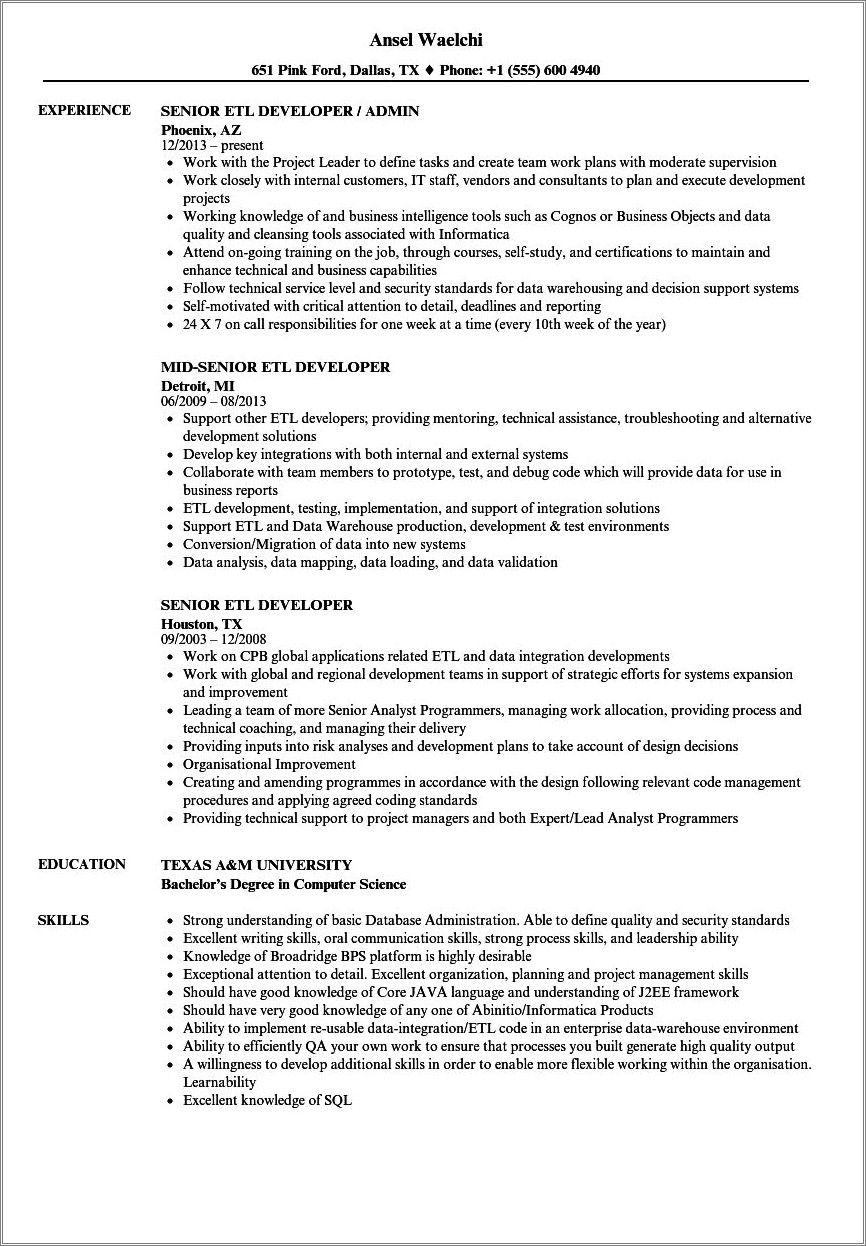 Ssis Resume For 4 Years Experience