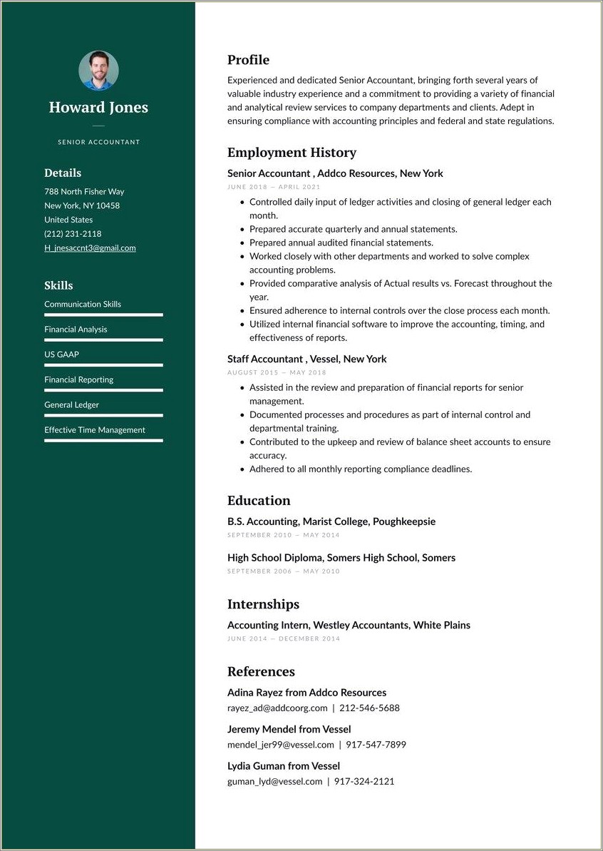 Staff Accountant One Page Resume Examples Pdf