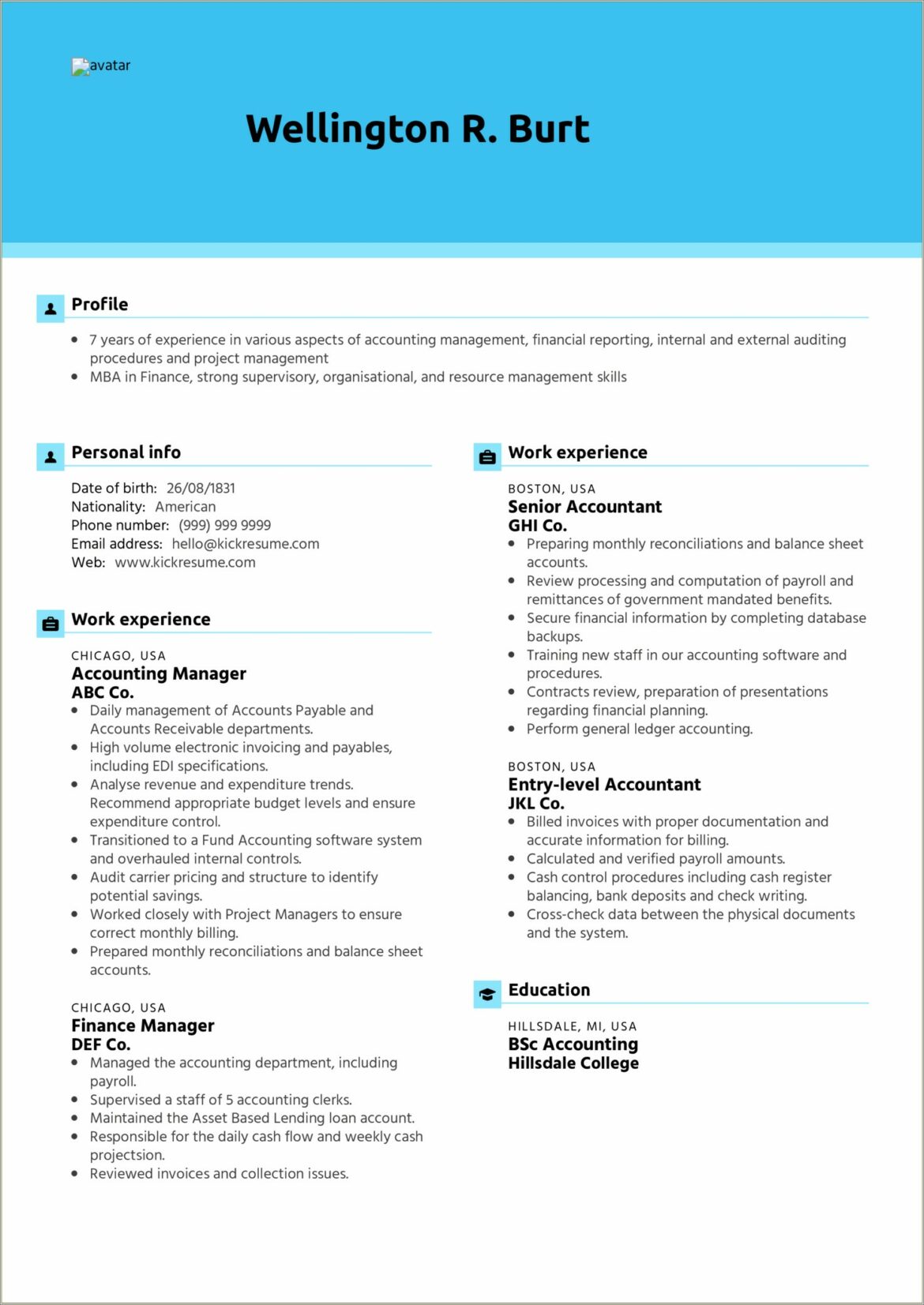 Staff Accountant Resume Template Google Sheet