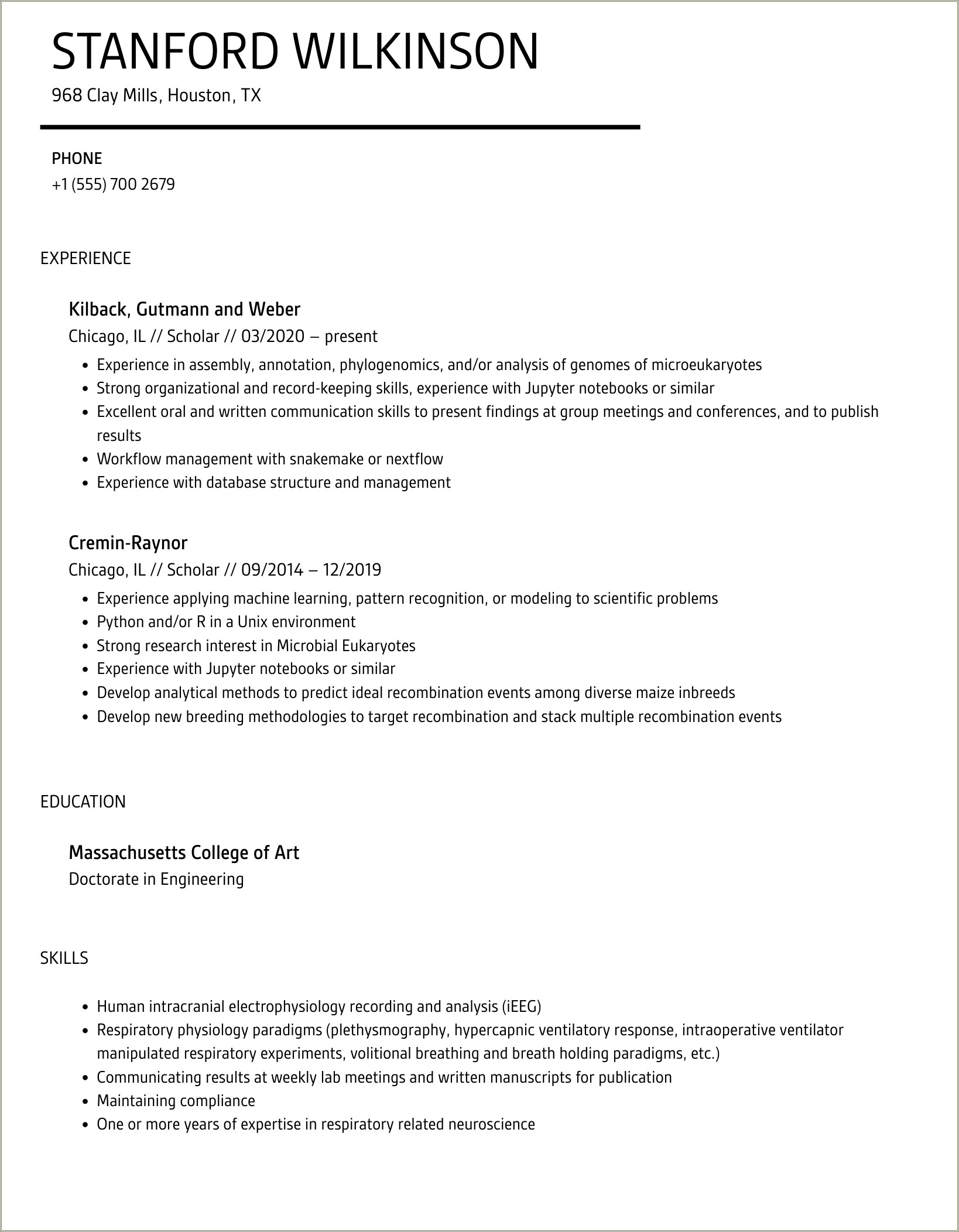 Stanford Management Science And Engineering Resume