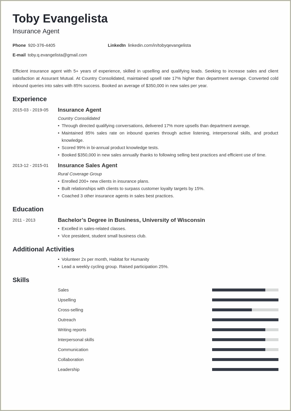 State Farm Insurance Office Manager Resume