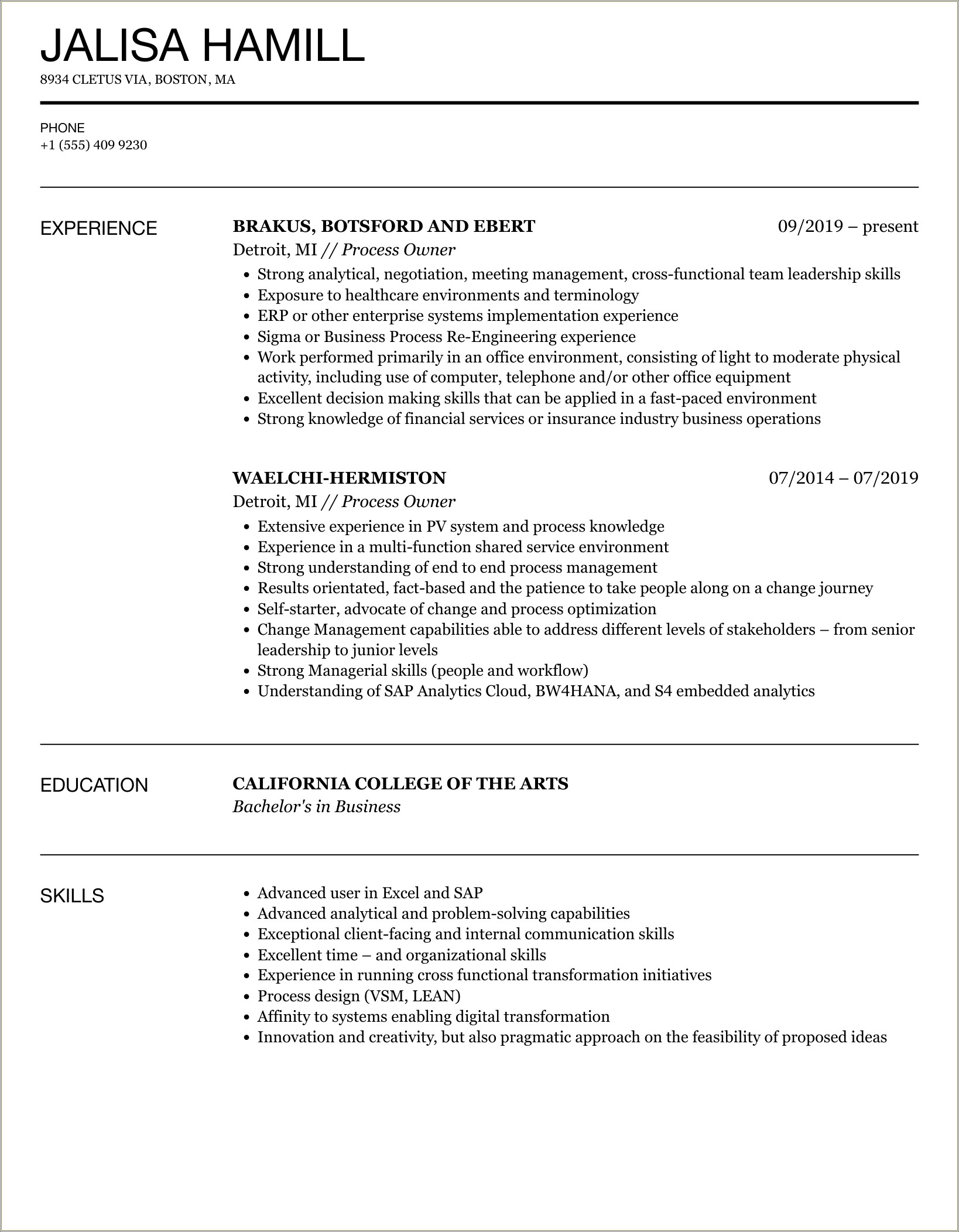 Statement Of Ownership For Resume Sample