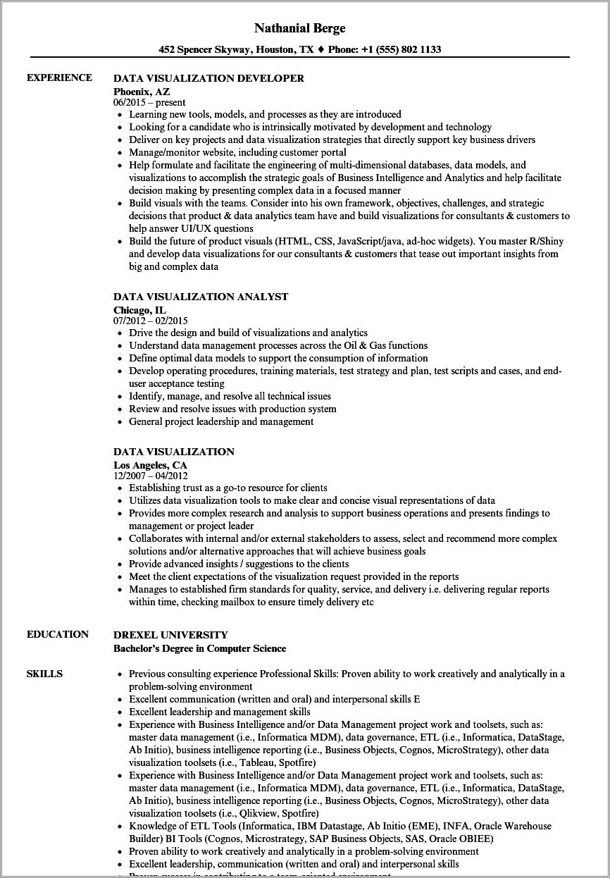 Statistics College Student Resume Skills Rstudio