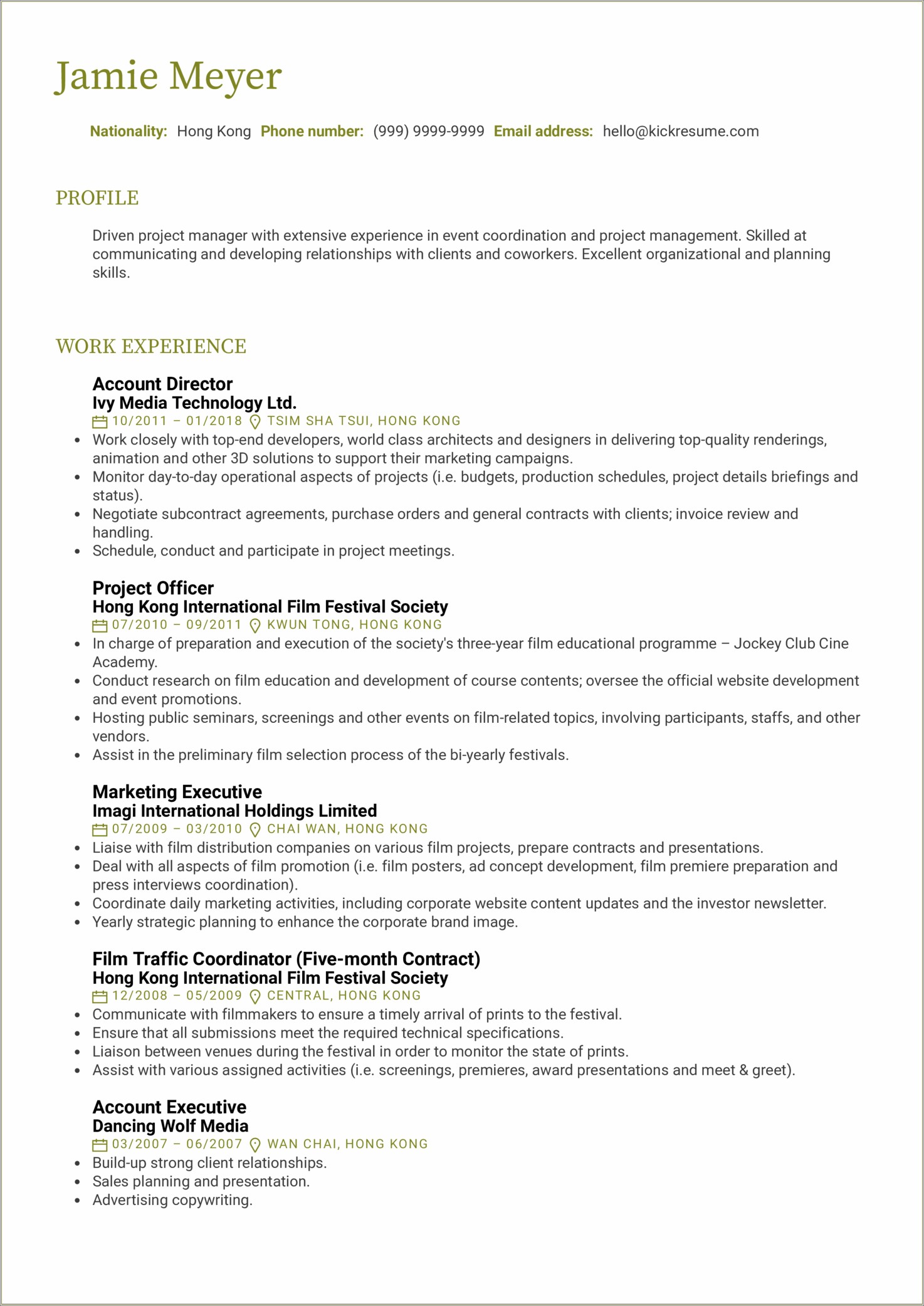 Stong Resume Summary For Project Coordinator