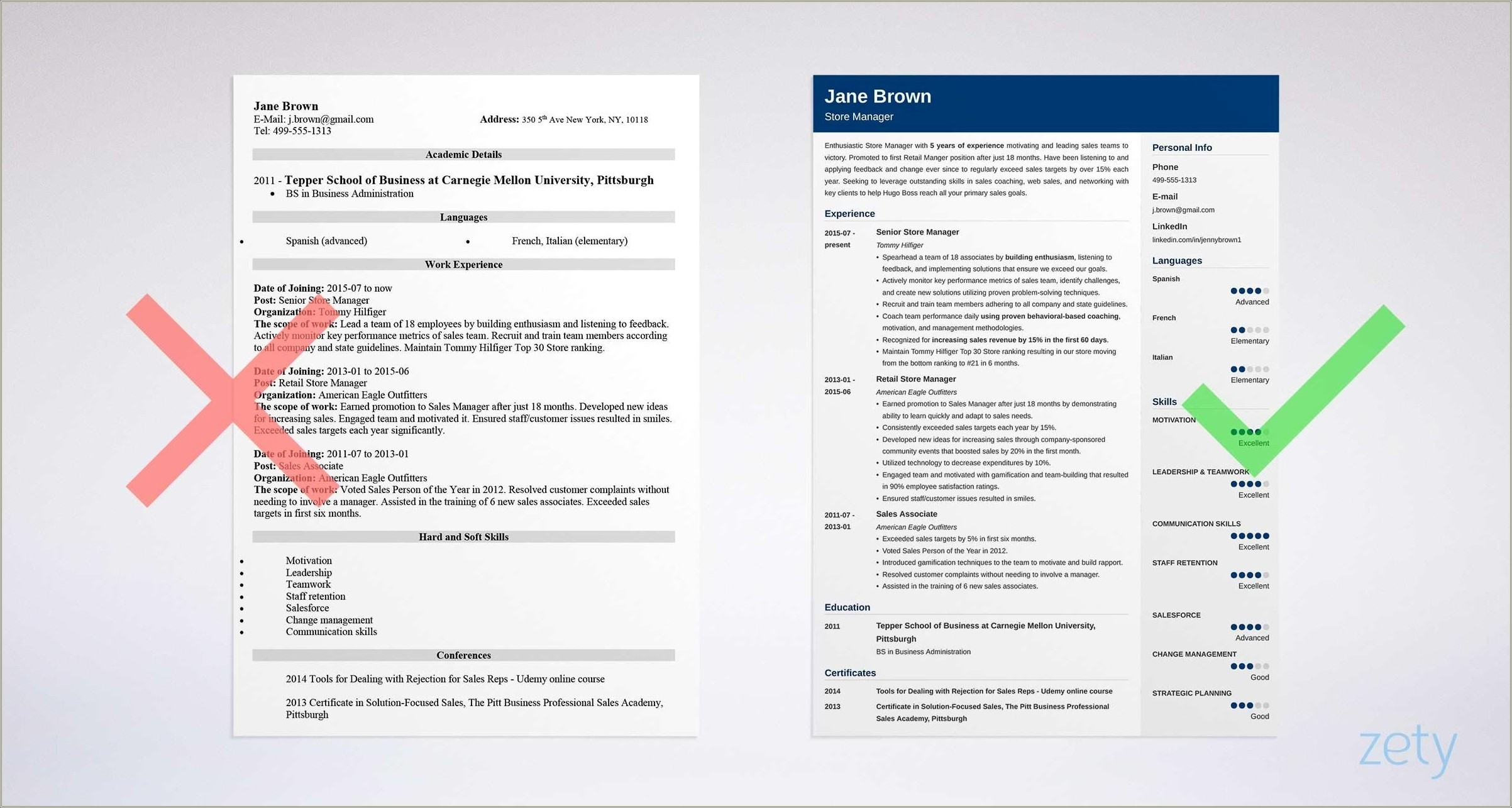 Store Manager Resume Format In India