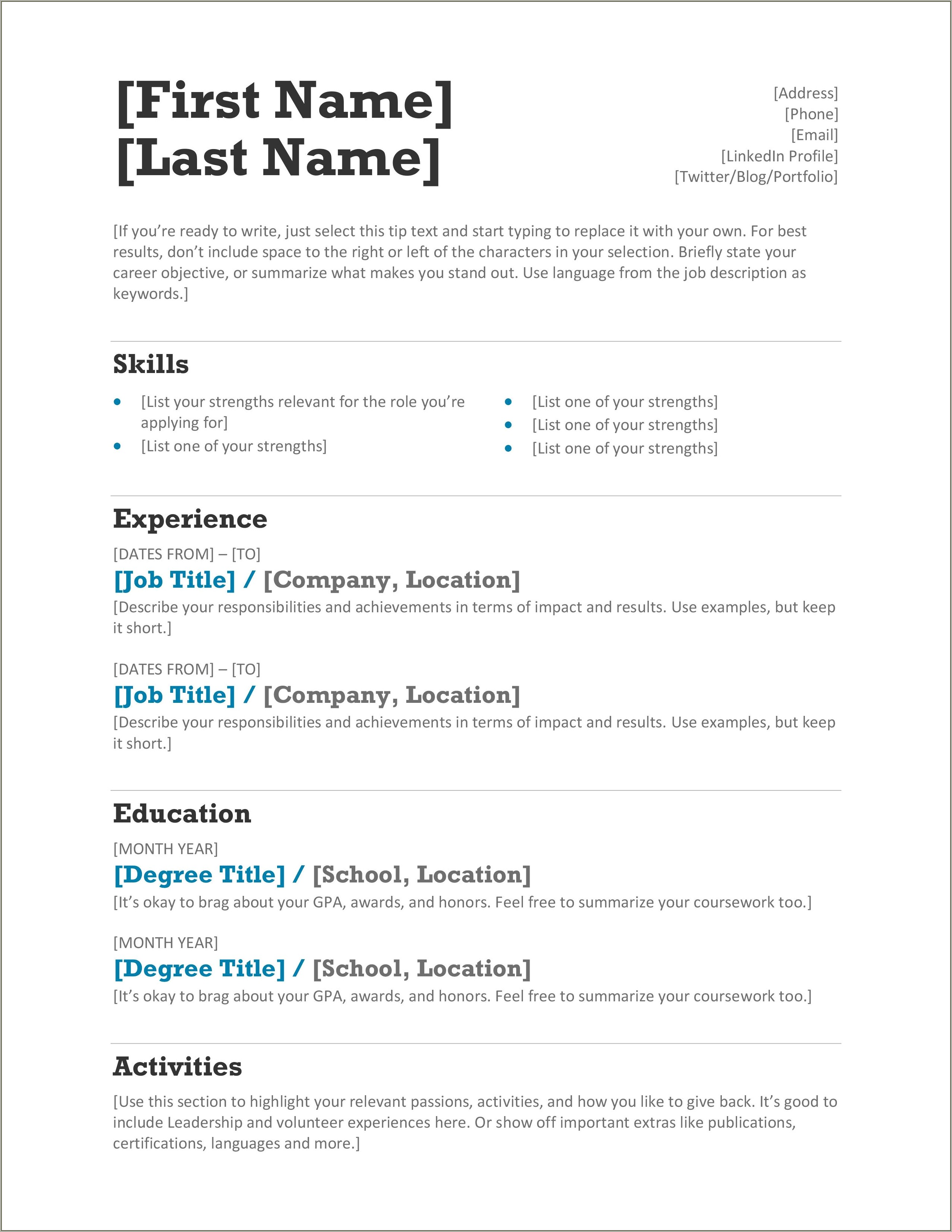 Strengths In Resume For Banking Jobs