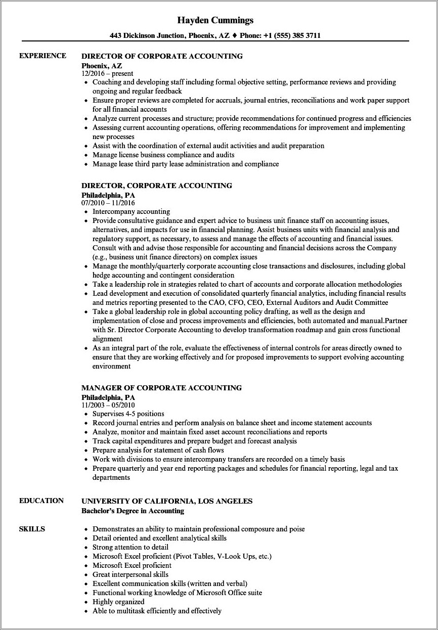 Strong Accounting Professional On Resume Objective