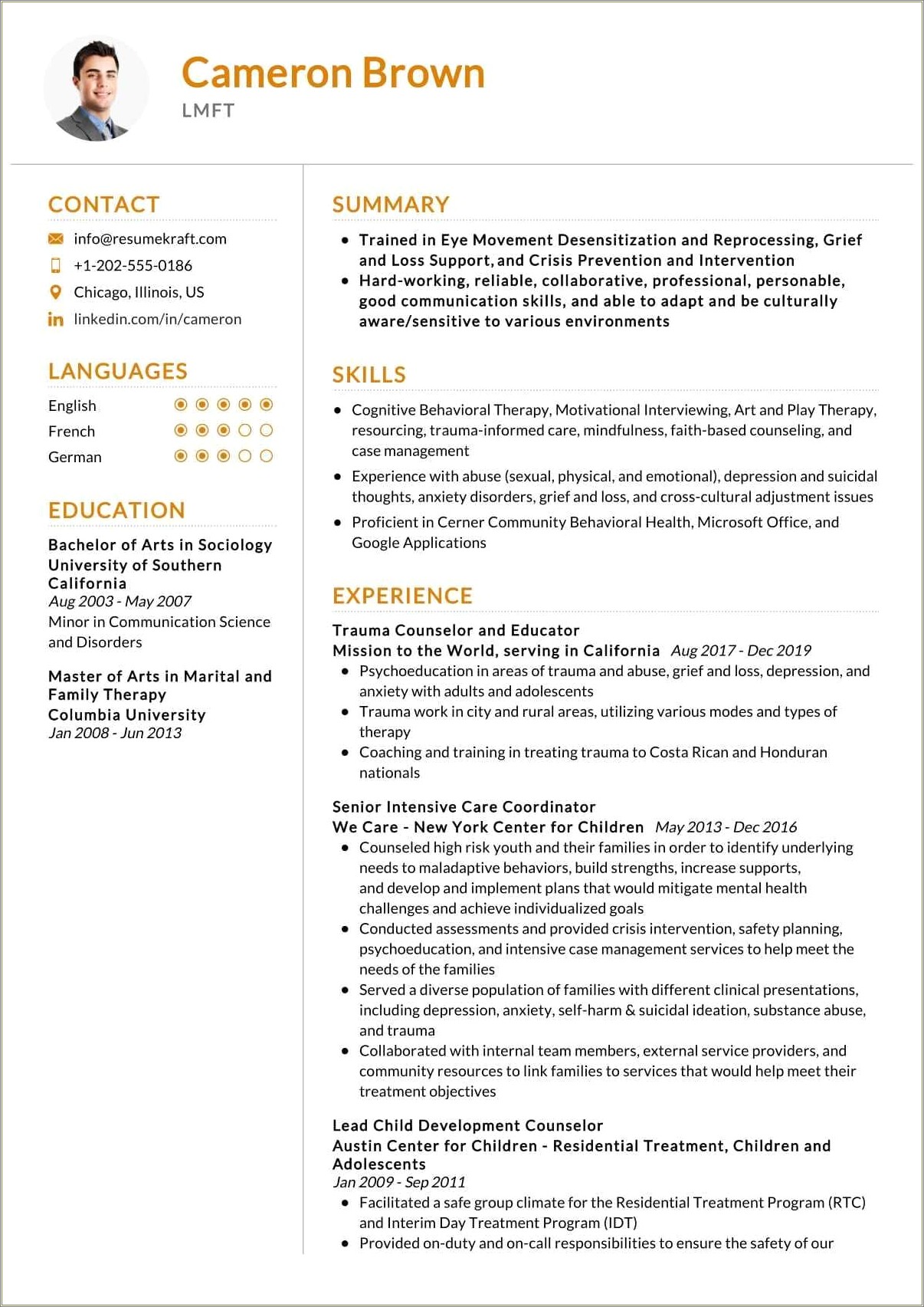 Strong Trauma Informed Care Resume Skill