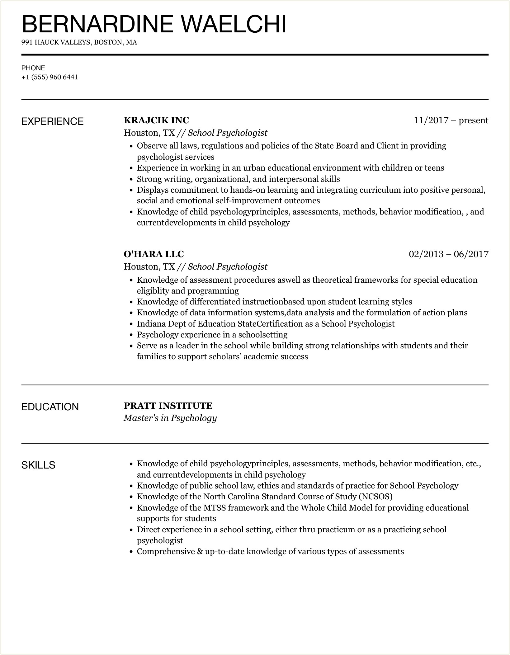 Strong Word For Observe In Resume