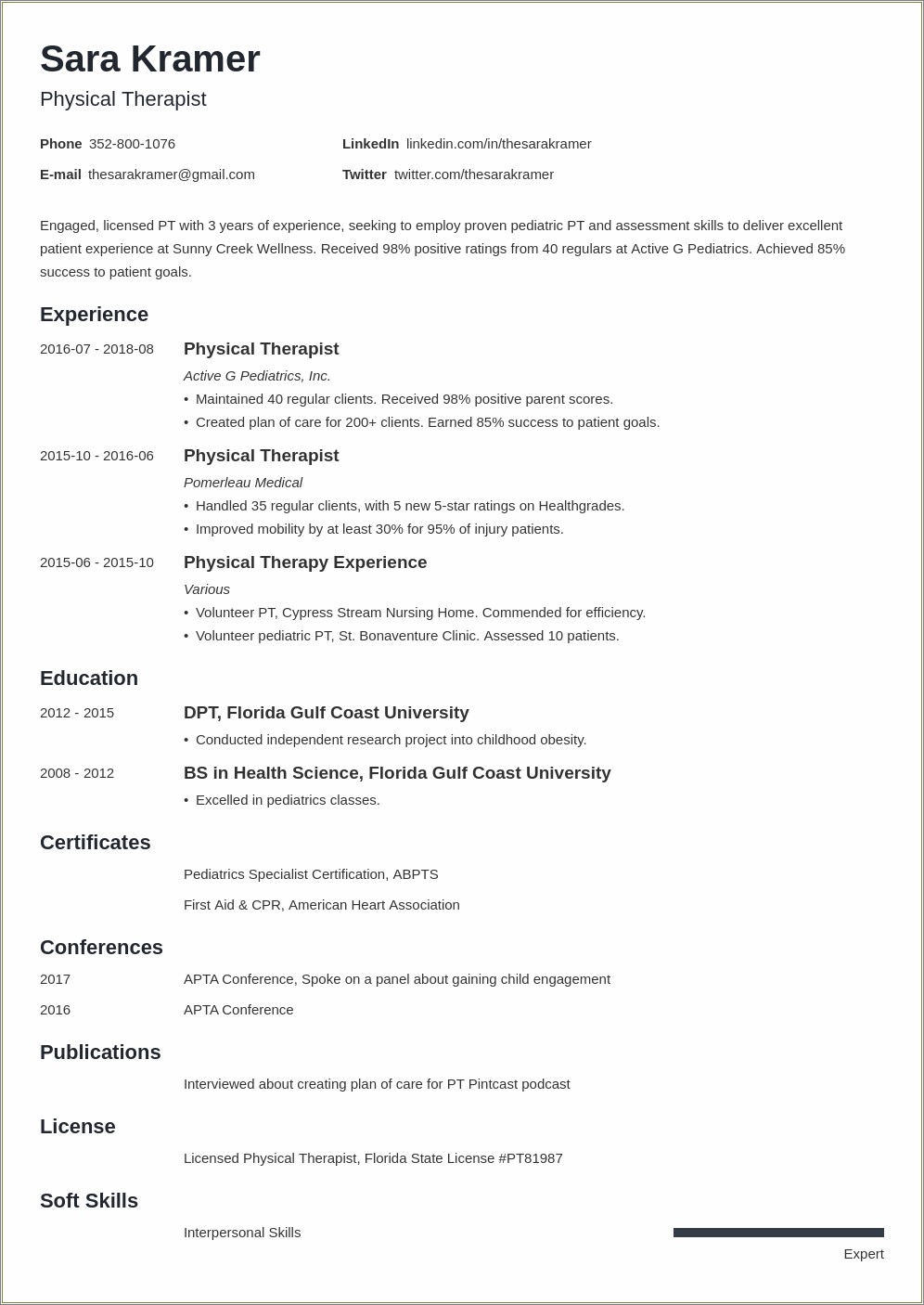 Student Of Physical Therapy Objective On A Resume