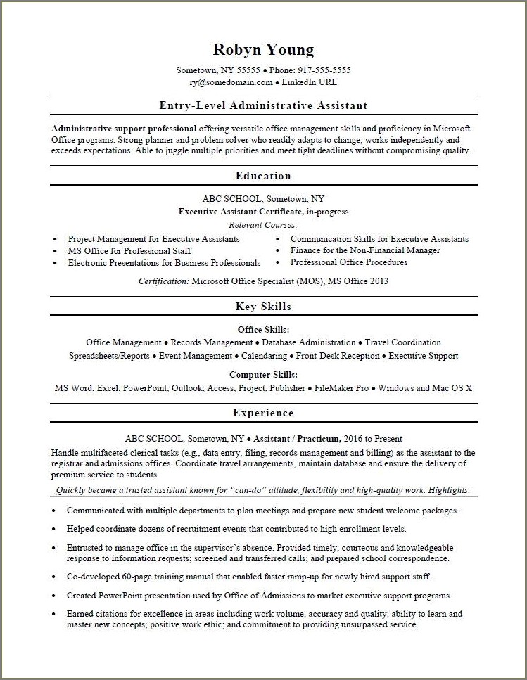 Student Office Assistant Job Description Resume