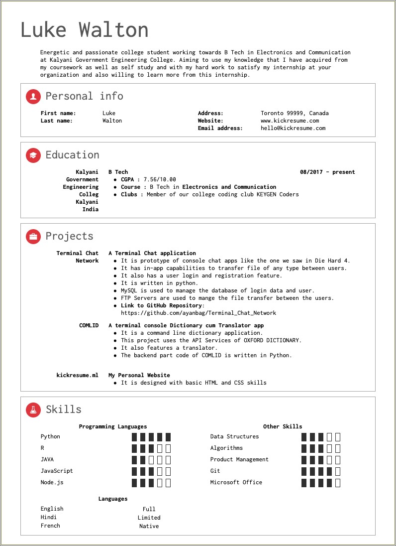 Student Resume For College Admission Examples