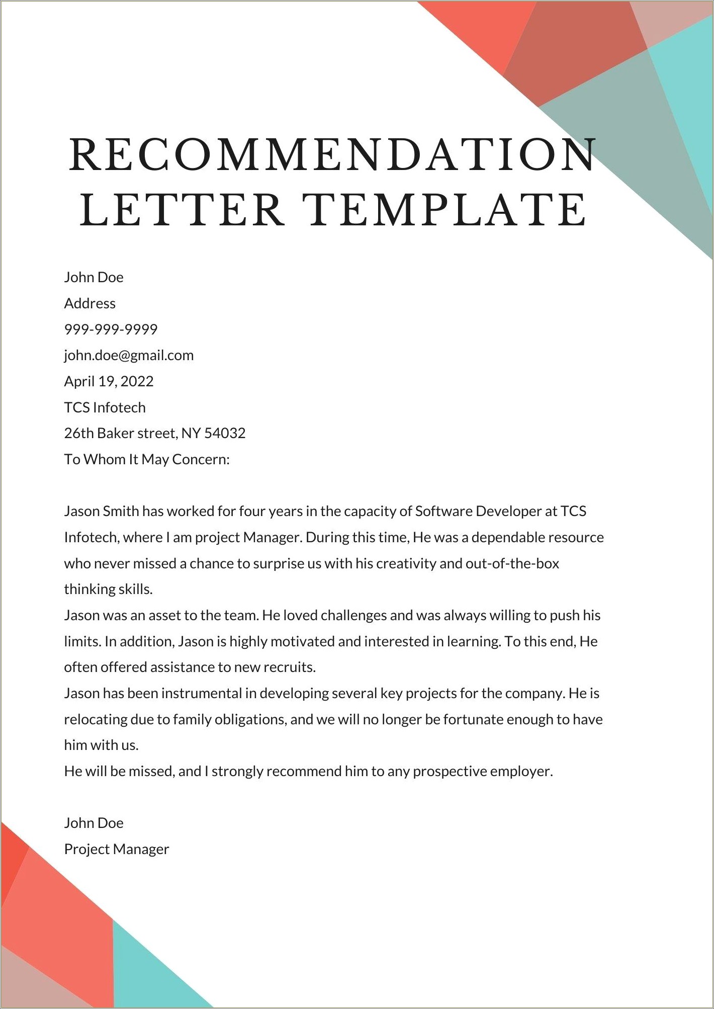 Student Resume Format For Recommendation Letter