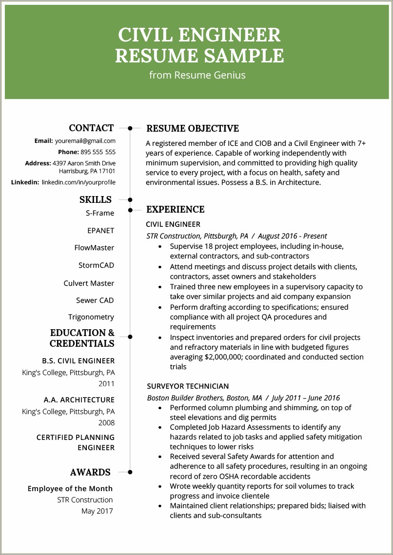 Student Resume Objective Examples For Engineering