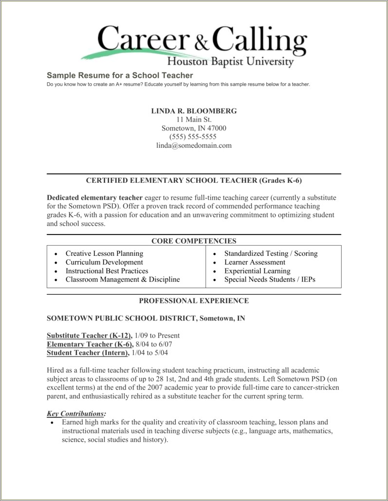 Student Teaching Experience On A Resume