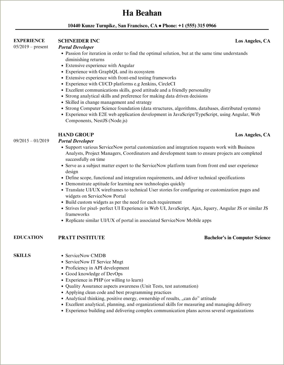 Student Web Portal In Resume Examples