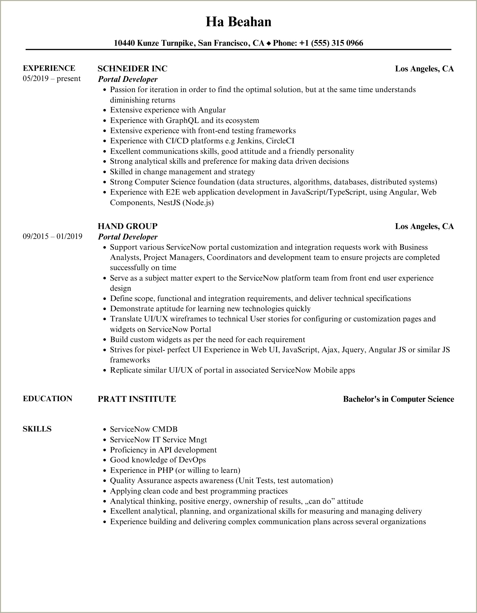 Student Web Portal In Resume Examples