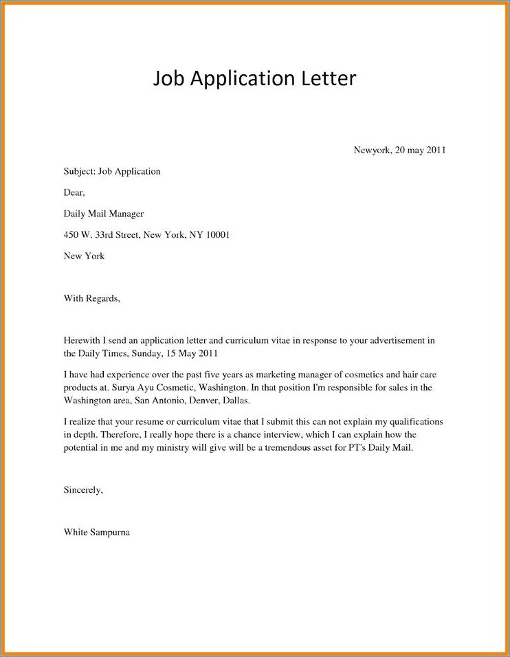 Submitting Resume Without Cover Letter Attorney