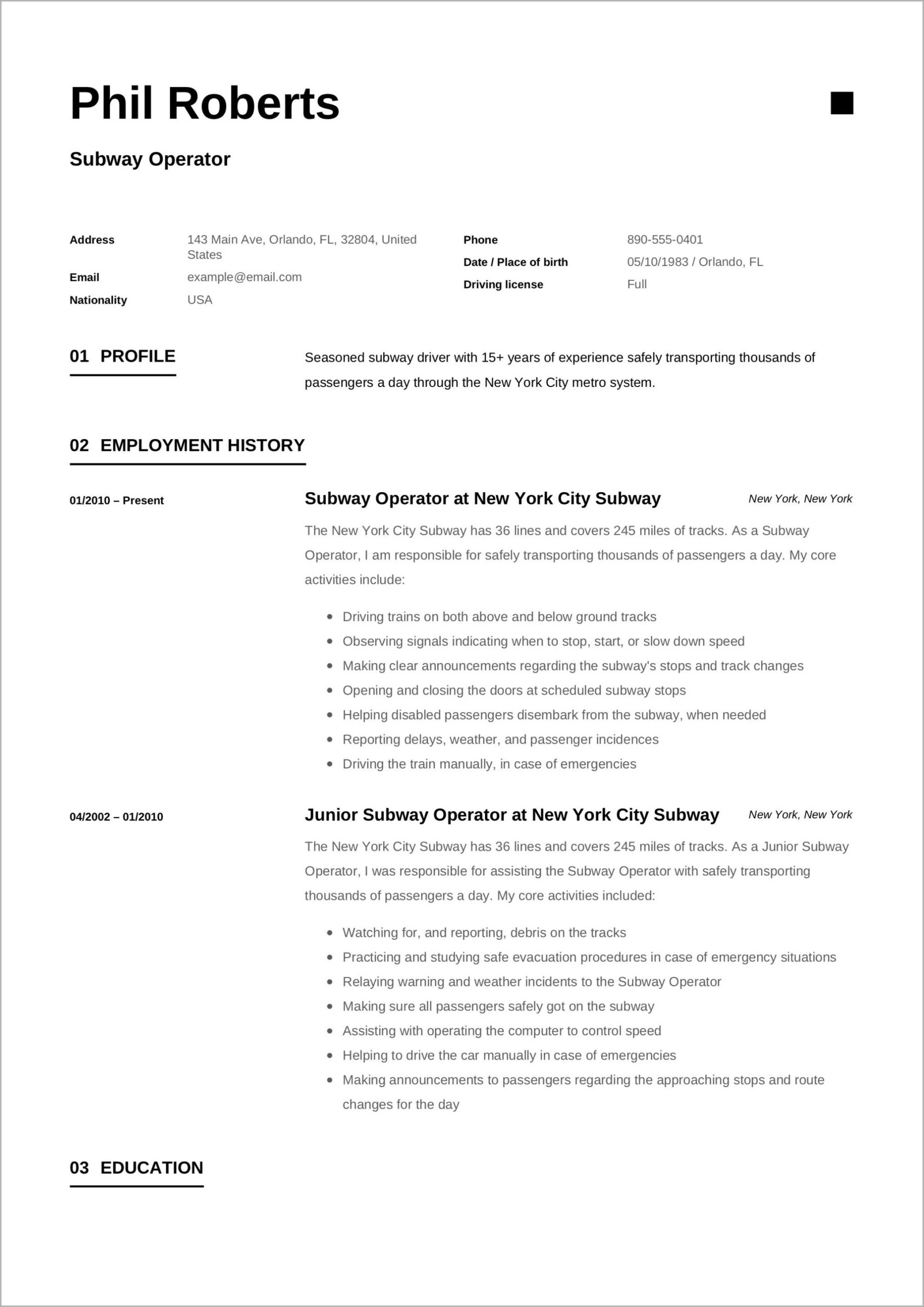 Subway Assistant Manager Job Description Resume