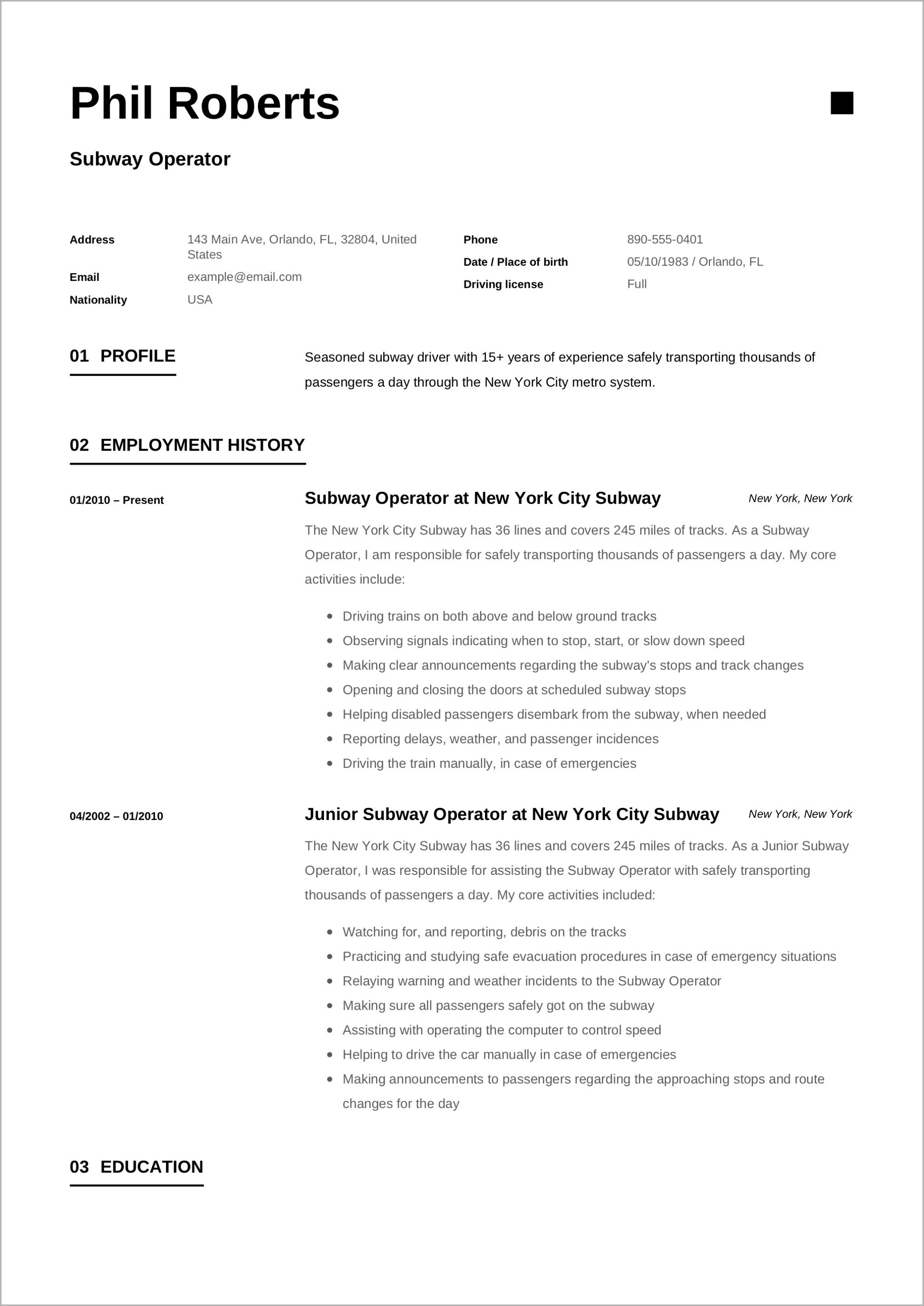 Subway Assistant Manager Job Description Resume