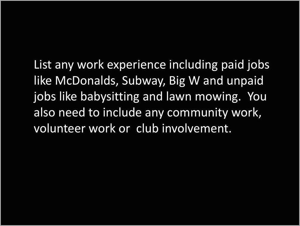 Subway Qualities To Put On Resume