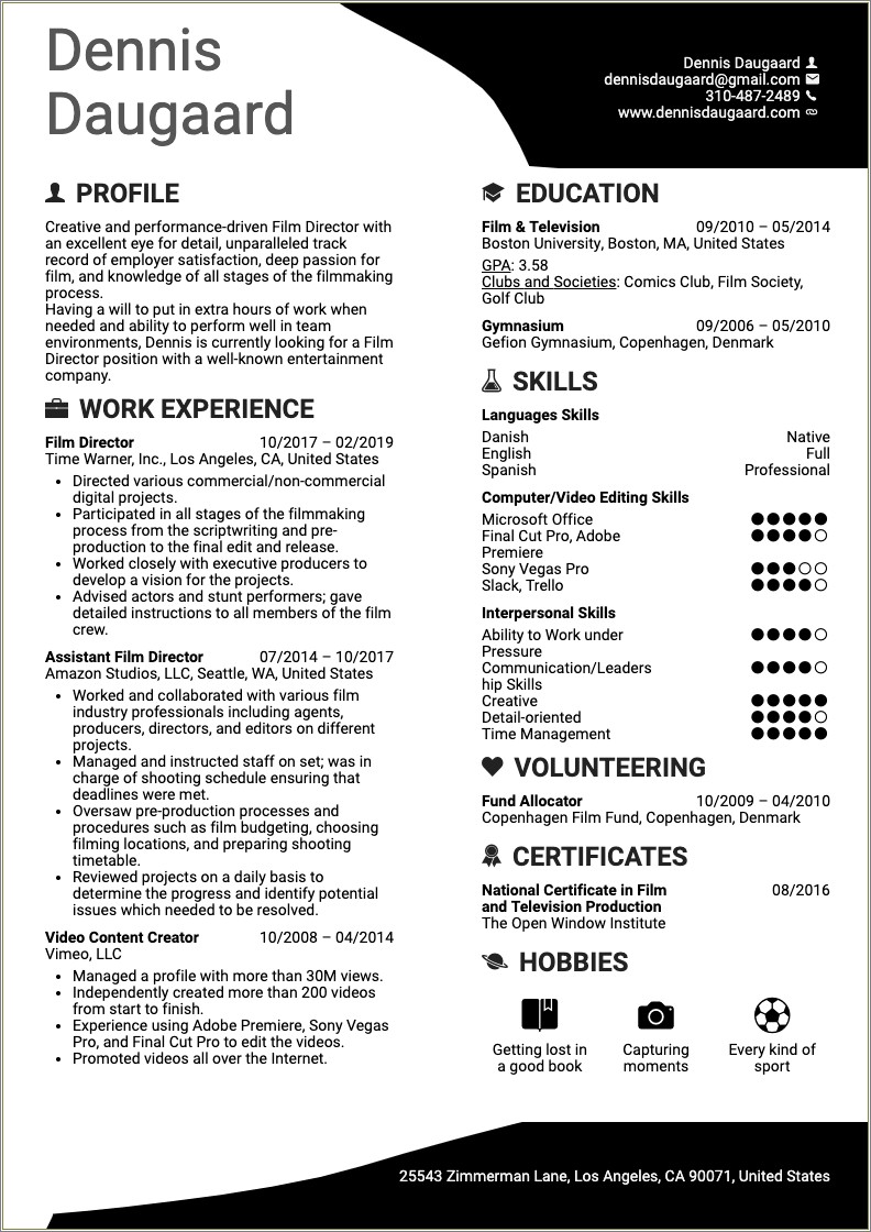 Suggested Skills For Artist's Resume