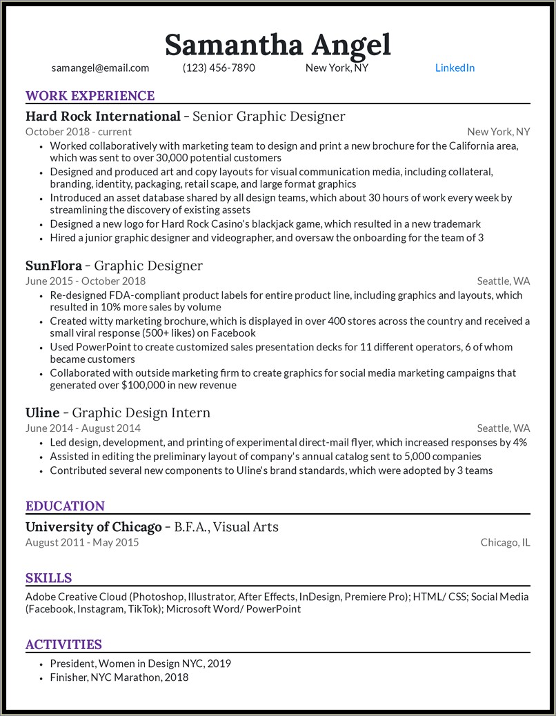 Summary Example For A Resume Graphic Design