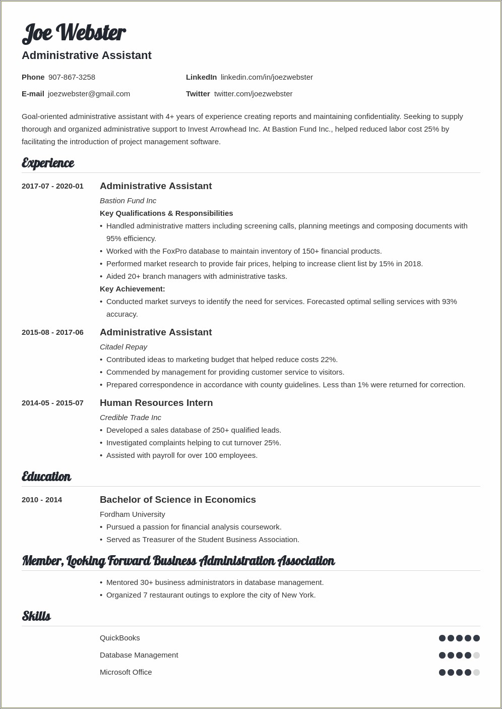 Summary Examples For Resume In Branch Manager