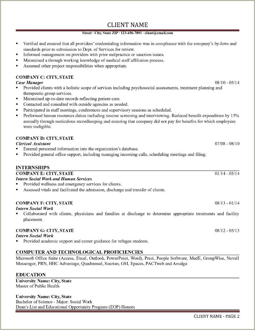 Summary For A Masters Degree Human Service Resume