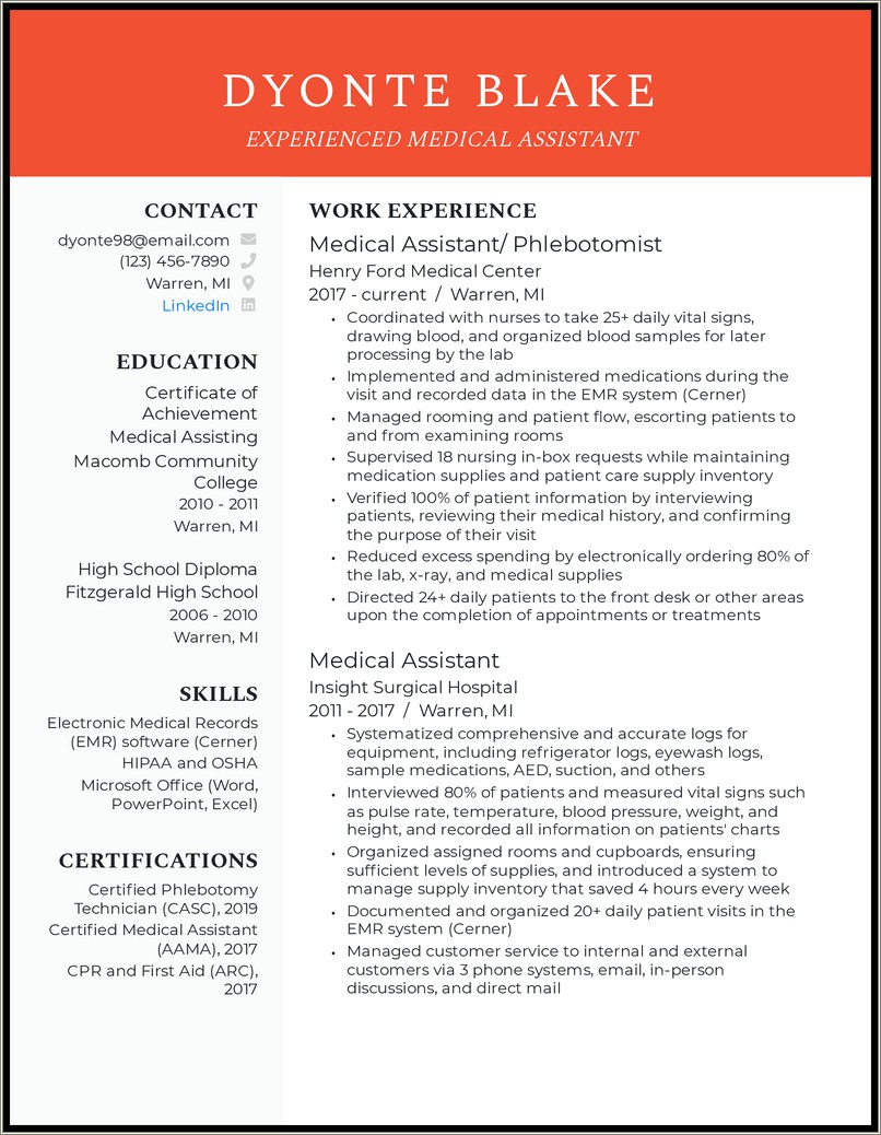 Summary For A Medical Assistant Resume