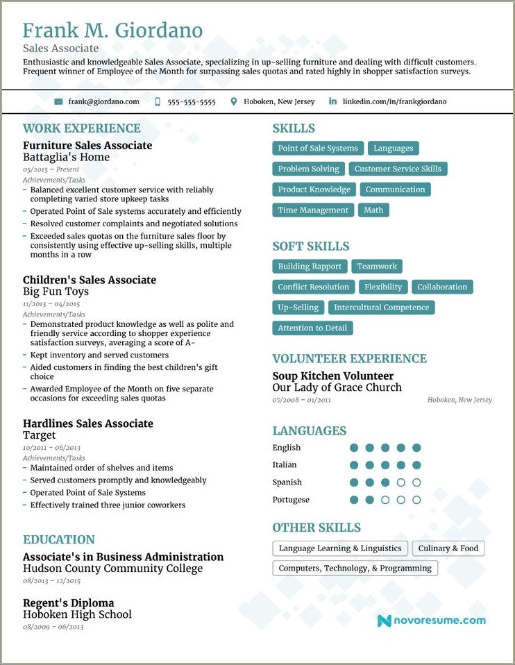 Summary For A Sales Associate Resume