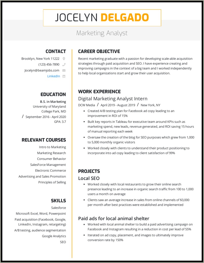 Summary For An Entry Level Resume