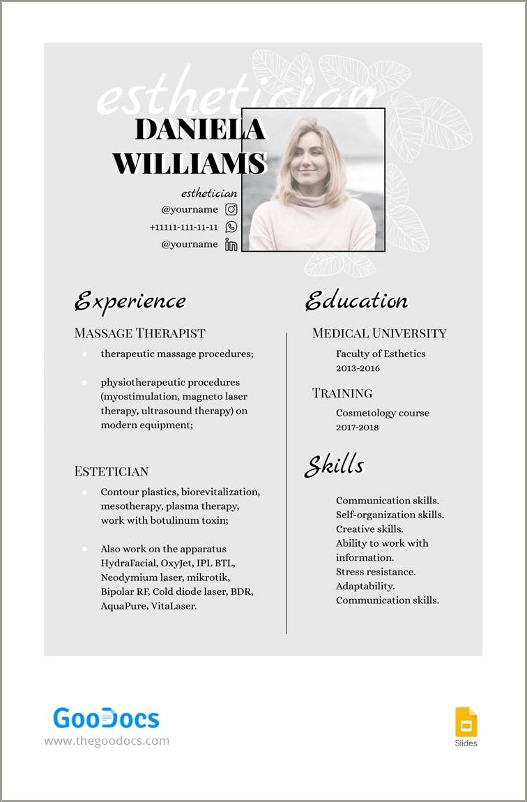 Summary For Dual Licensed Esthetician Resume