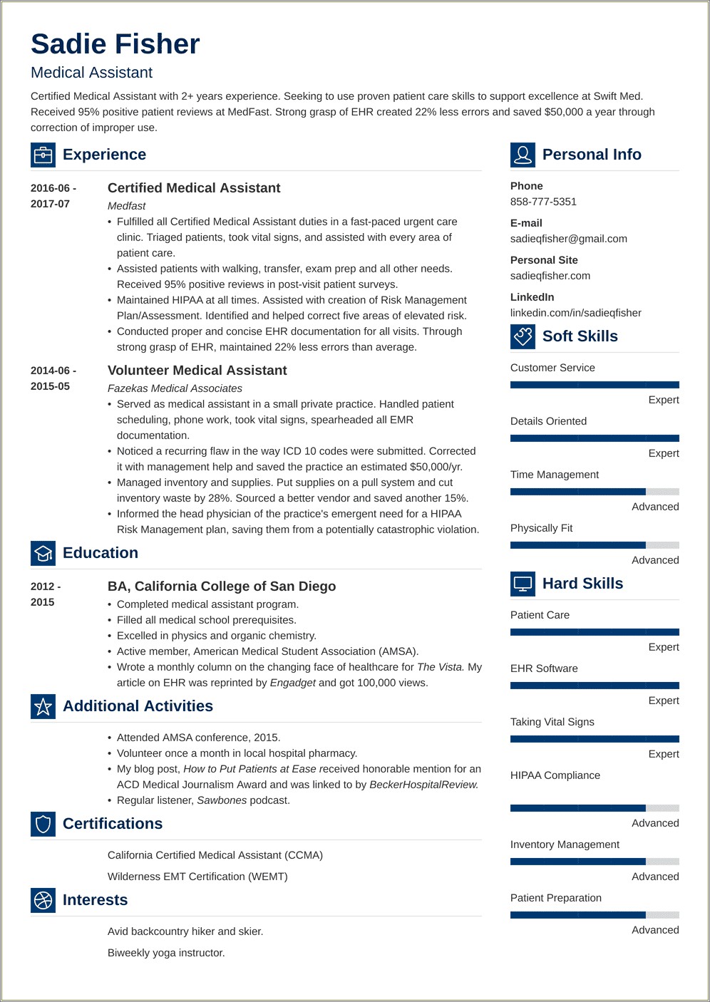 Summary For Experienced Medical Assistant Resume