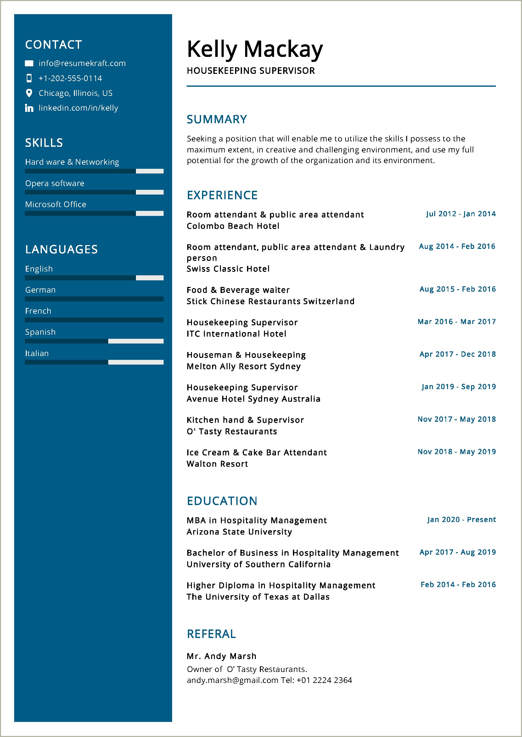 Summary For Hotel Supervisor On Resume