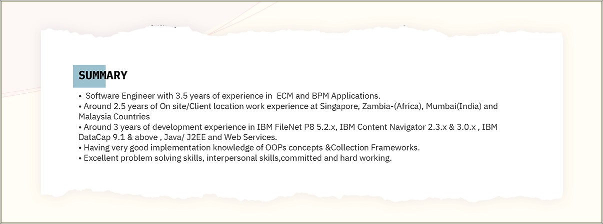 Summary For Junior Developer Resume