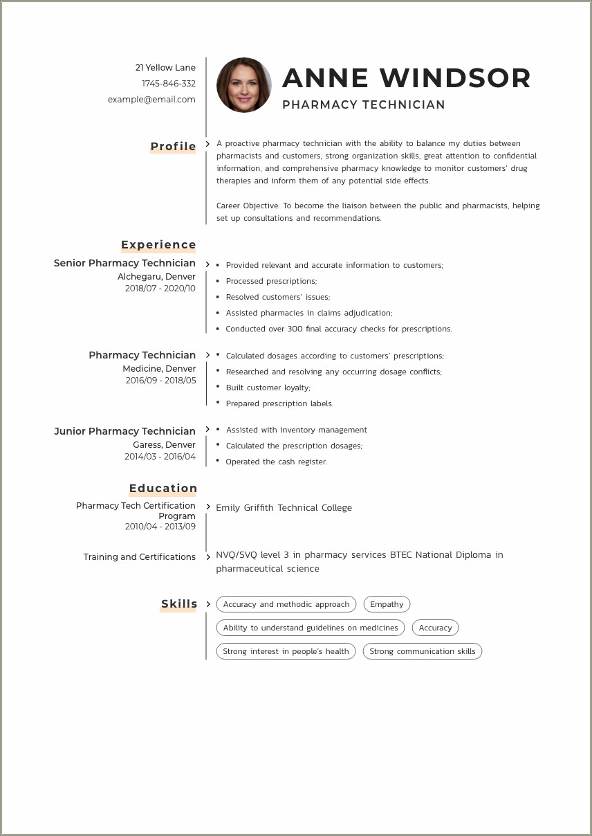 Summary For Pharmacy Technician Resume No Experience