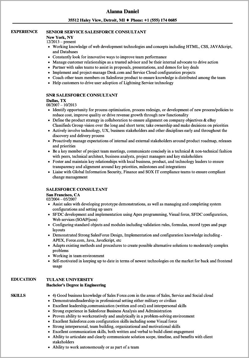 Summary For Resume Examples For Salesforce Developer