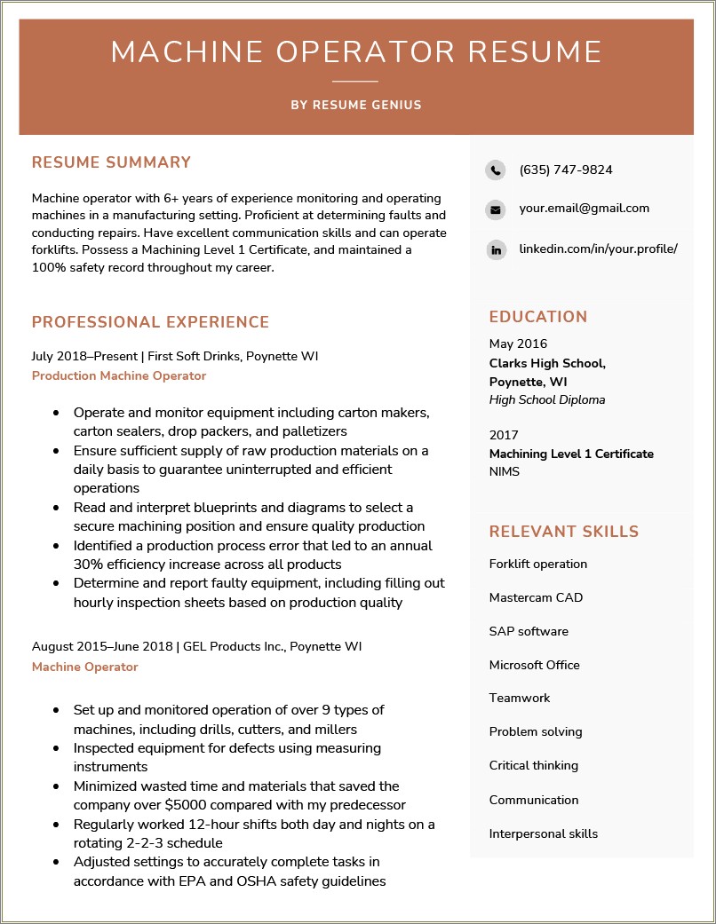 Summary For Resume Production Worker Examples