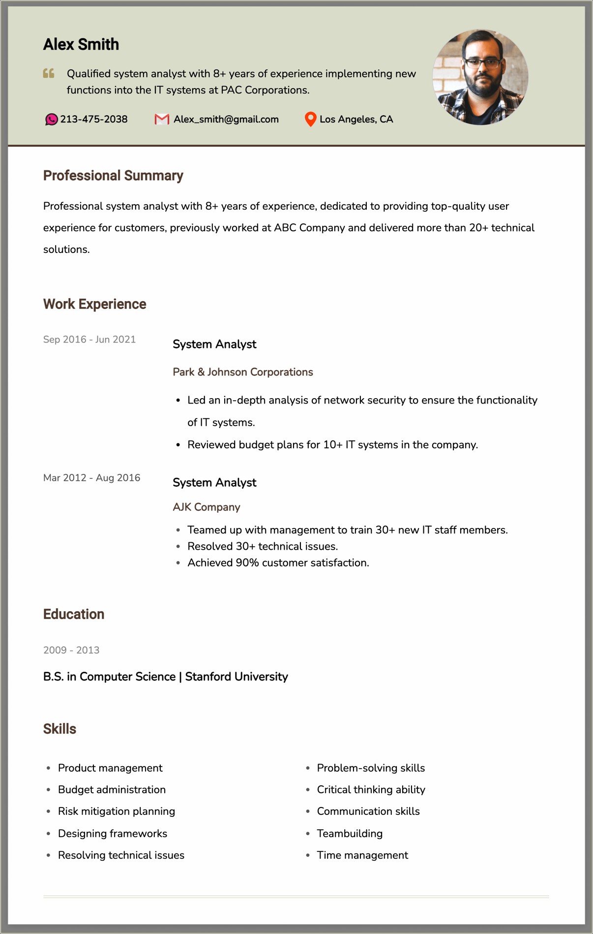 Summary Of Ability Examples For Resume