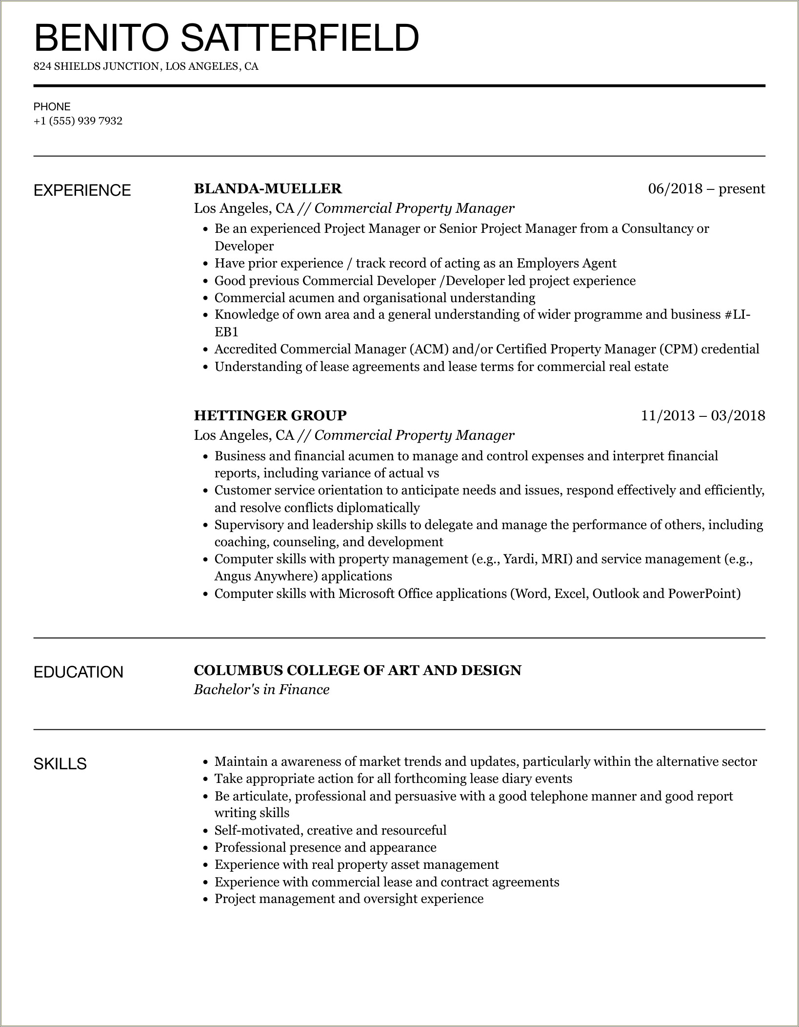 Summary Of Apartment Managerr On Resume