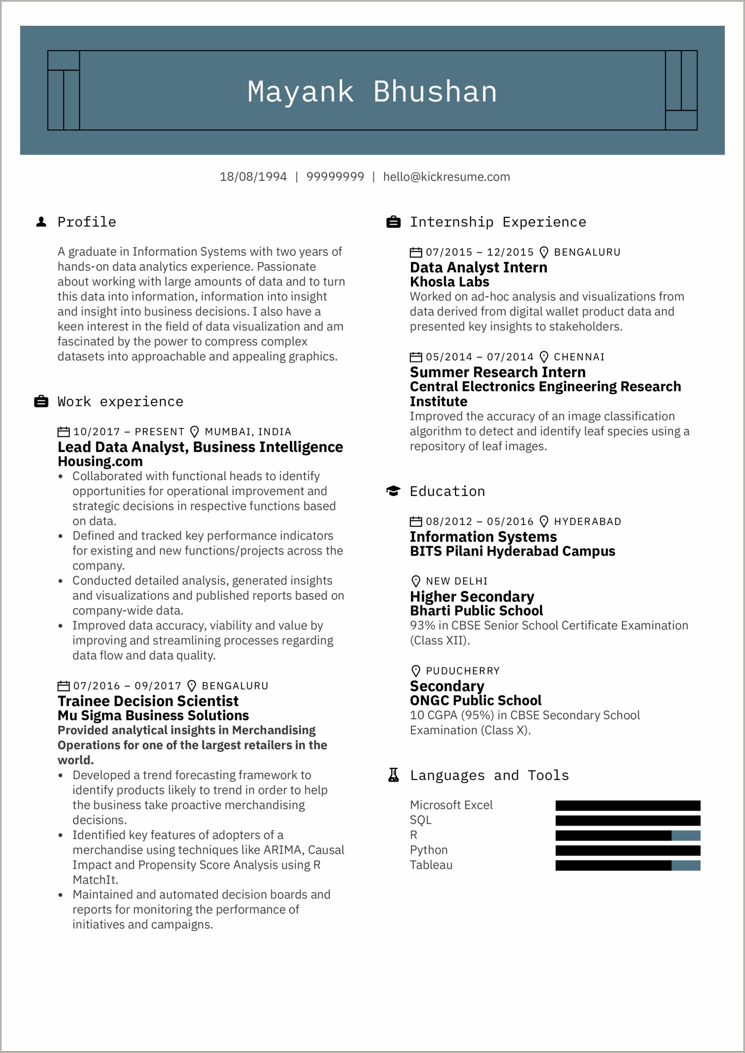 Summary Of Data Analyst In Resume