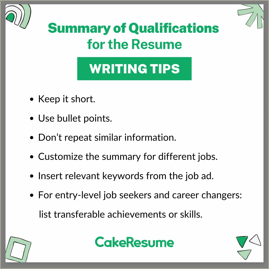 Summary Of Dos And Don'ts For Resumes