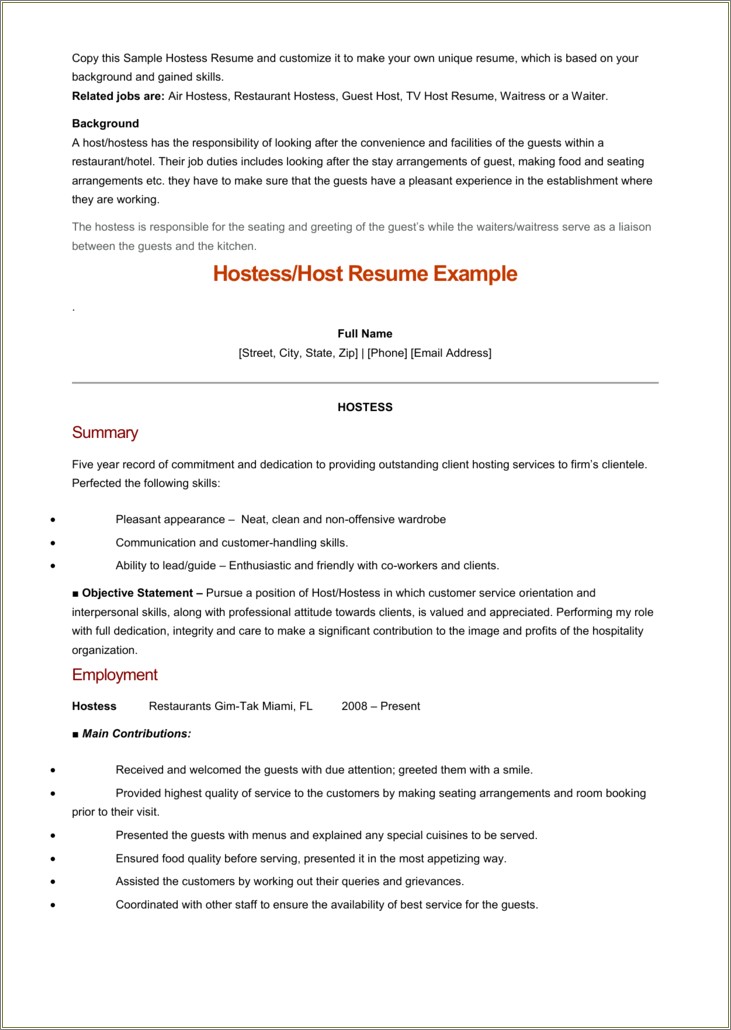 Summary Of Qualifications Examples For Busser Resume