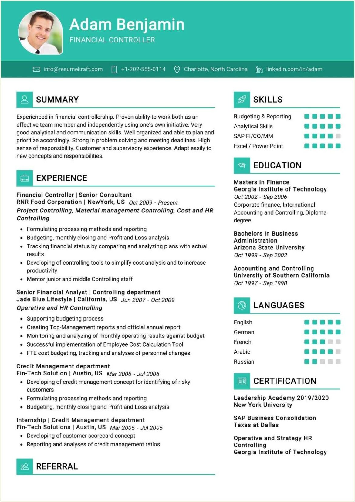 Summary Of Qualifications Finance Example Resume