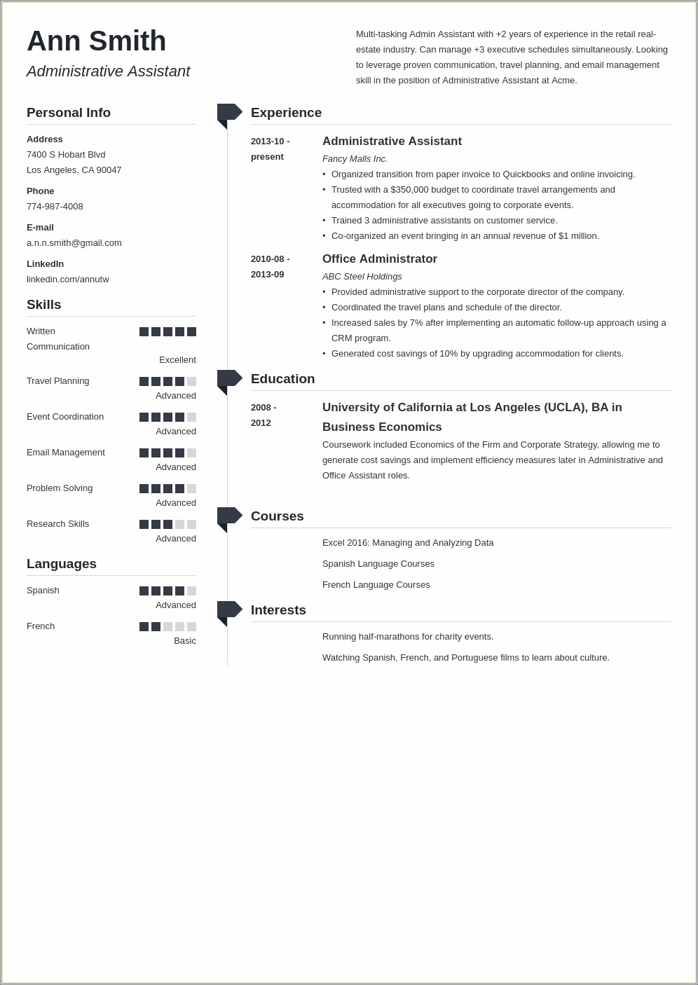 Summary Of Qualifications Sample Resume For Administrative Assistant