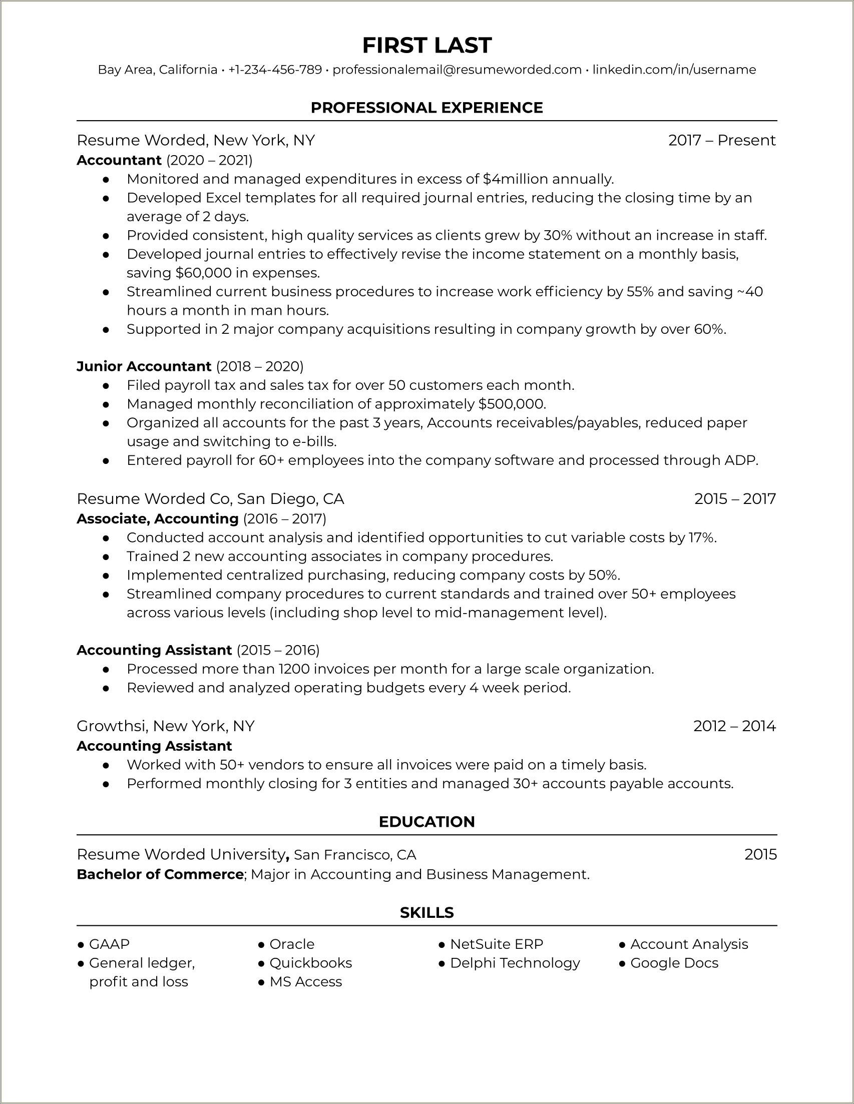 Summary Of Skills For Accounting Resume