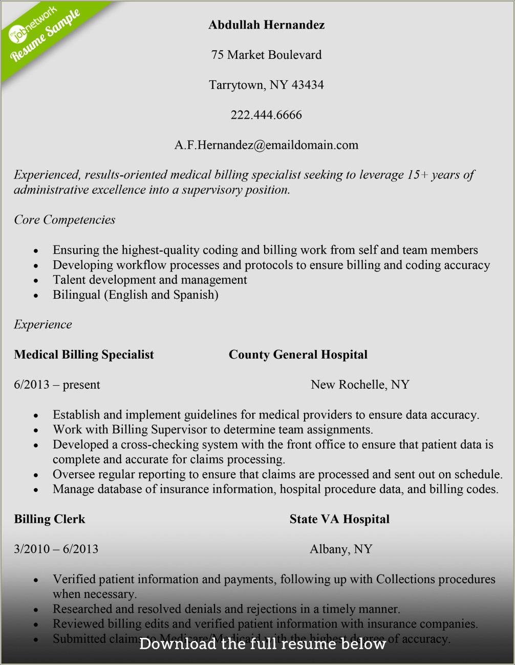 Summary Resume New Medical Coder Examples