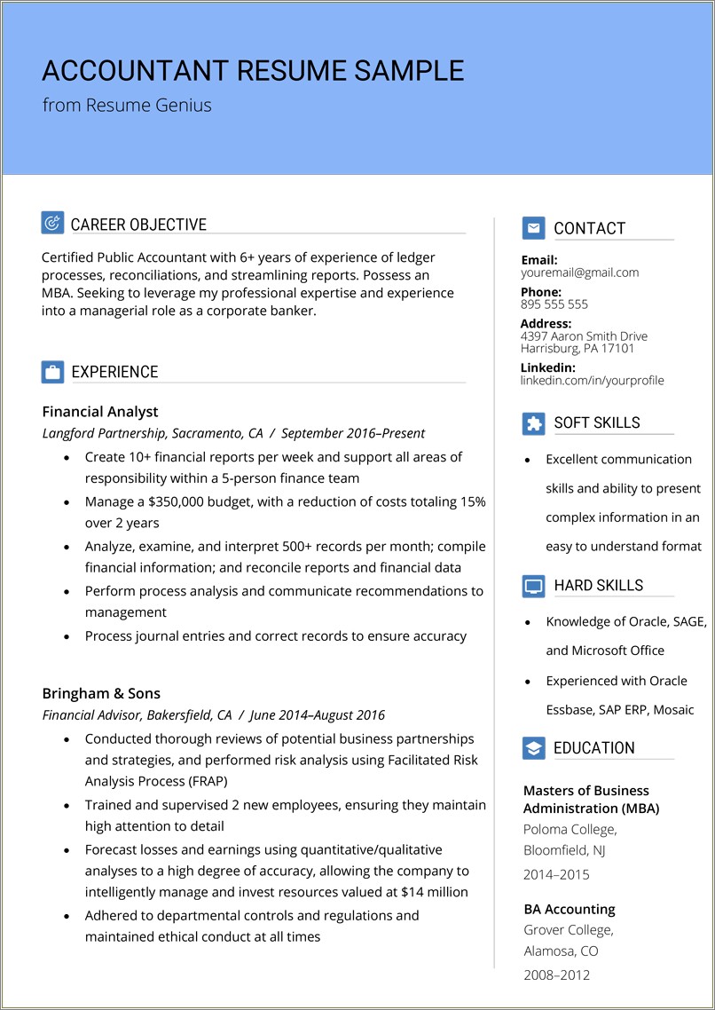 Summary Statement Resume Logistics And Accounting Background